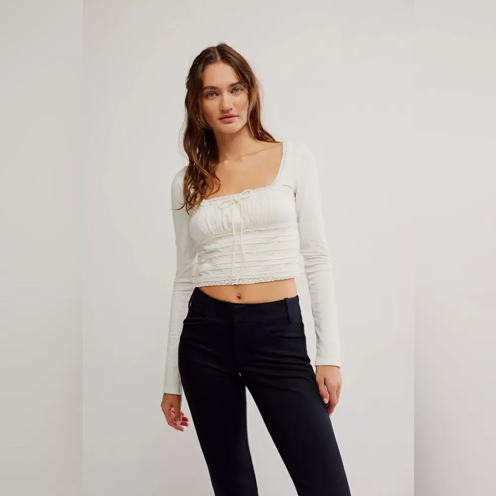 FREE PEOPLE Scarlet Smocked Long Sleeve / Clean Ivory